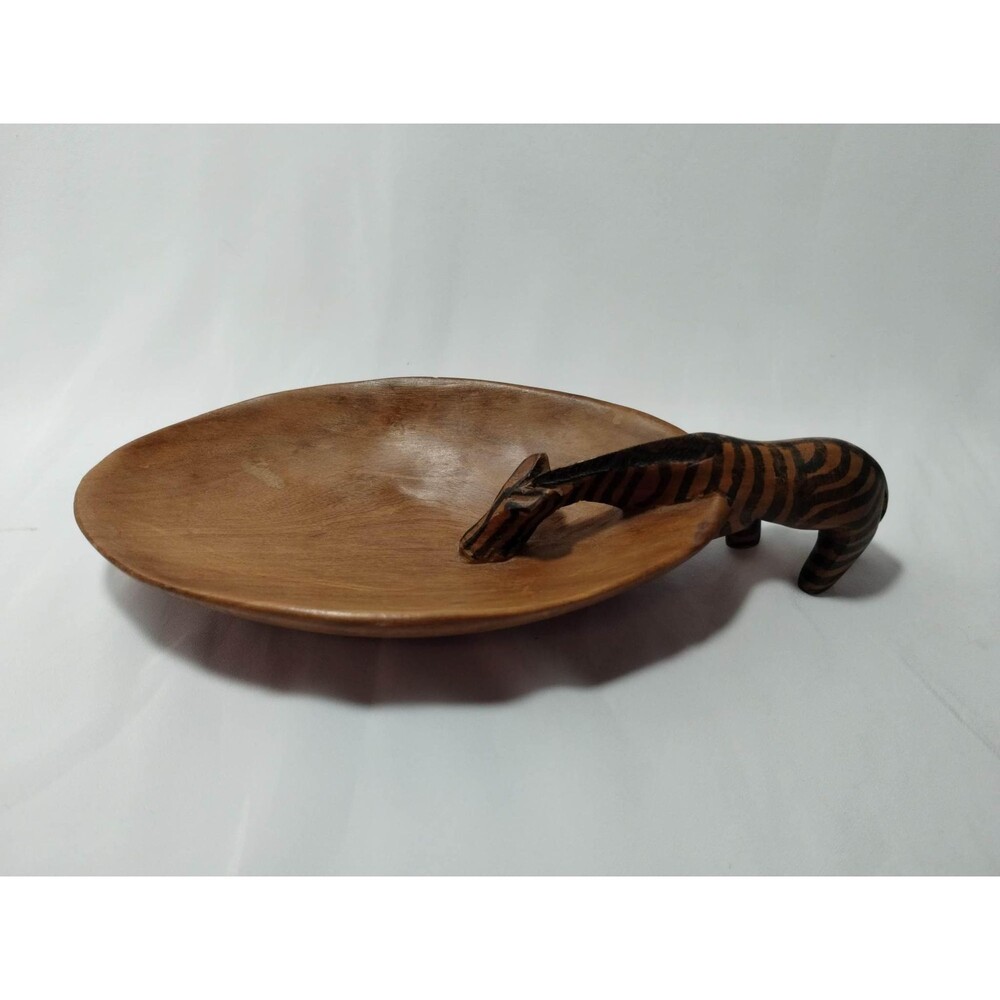 Genuine Besmo Zebra Drinking from Dish Hand Carved in Kenya